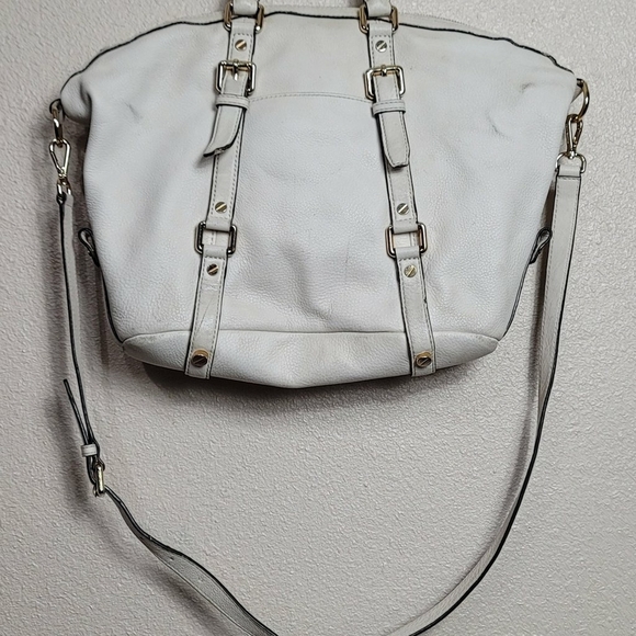 MICHAEL KORS Belted Bedford Ivory Gold Domed Two Way Convertible Carryall Bag - Picture 5 of 12